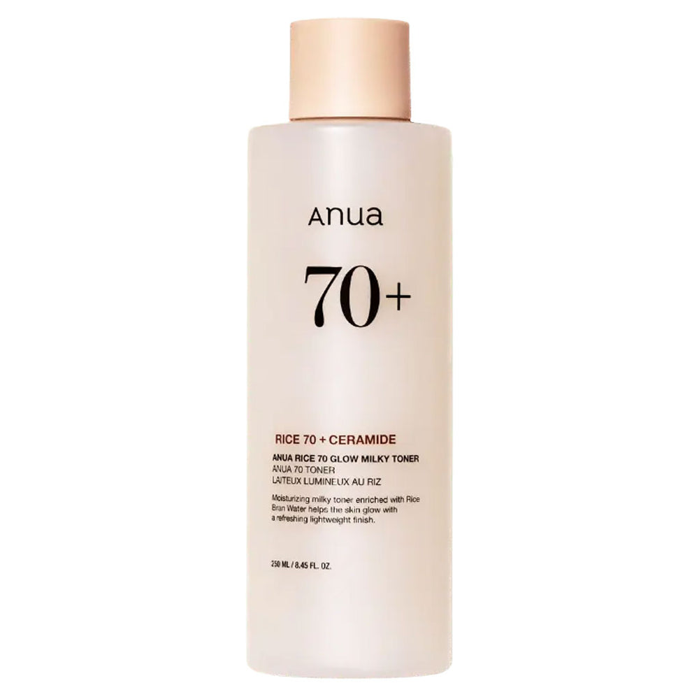 Anua Rice 70 + Ceramide toner bottle on a white background